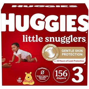 Baby Diapers Size 3 (16-28 lbs), 156ct, Huggies Little Snugglers, White