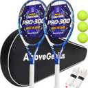 AboveGenius Adult Tennis Racket Set, 2 Pre-Strung 27-Inch Tennis Racquets with One-Piece Frame, 105 sq. in. Oversized Head, Shock-Reducing Feel, Non-Slip Grips, 3 Balls & Carry Bag
