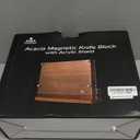 ENOKING Magnetic Knife Block with Acrylic Shield 12 x 9 Inches, Double Side Kitchen Knife Holder without Knives- Acacia Wood Universal Knife Storage Organizer with Powerful Magnet for Kitchen Counter