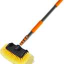 LAANPOLE 12FT Car Wash Brush with Long Handle, Car Cleaning Brush with 12 Inch Soft Bristle, Solar Panels Cleaner with Telescoping Pole for RV, Truck, Boat, House Siding