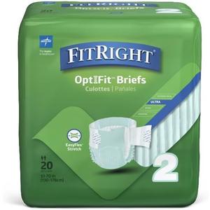 FitRight Stretch Ultra Adult Briefs, Incontinence Diapers with Tabs, Heavy Absorbency, Large/XL/2XL, 51 to 70", 20 Count (Pack of 4)
