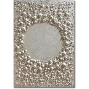 Boiee 28x40in Hand-Painted Creamy White Textured Abstract Oil Paintings