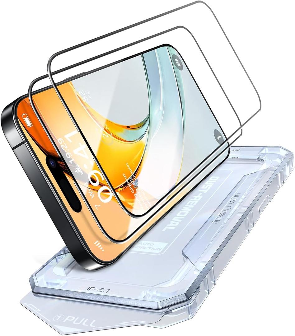 Unbreak Top 9H+ Glass for iPhone 16 pro Screen Protector 12FT Military Armor Shatterproof + Longest Durable, 1:1 Full-Coverage Tempered Glass, Auto-Align Fit Bubble-free, 2-Pack (HD clear)