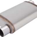 LCGP 2.5inch Universal Muffler, Performance Chamber Exhaust Muffler, 2.5" Offset In/Out, 20" Overall Length Straight-Through Performance with Stainless Steel Muffler for Truck, Cars(2.5''Inlet/Outlet)