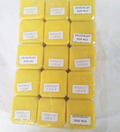 ER25 Spring Collet, Metric. 15pcs/Set