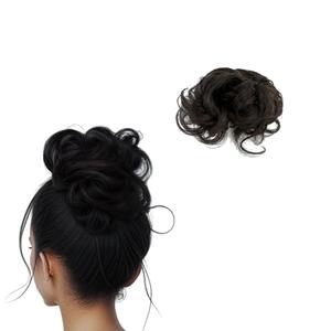Brown Black Curly Messy Bun Wig Wavy Hair piece Easy Updo Extensions Claw Clips for Women Girls Natural Fake Wig Tie Headpiece