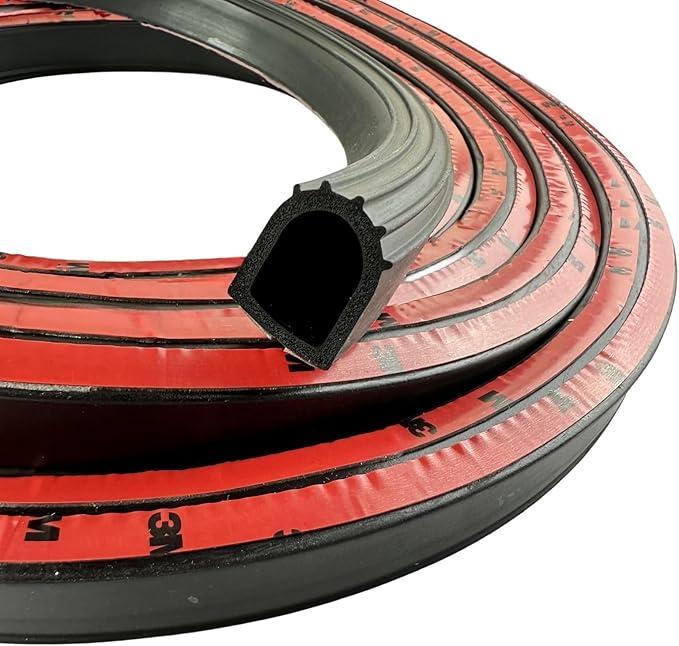 Moyishi D Shape Door Rubber Seal Strip,1" RV Slide Out Seal Self-Adhesive EPDM Rubber, Weather Stripping for Fill Gaps,Apply to Car,Truck,RV,Boat and Home Application (9.8 ft)