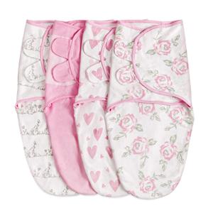 Organic Baby Swaddle Sleep Sacks, 4-Pack Swaddles for Newborns Baby Essentials, Infant 0-3 Months, 100% Cotton Soft & Snug Adjustable Wrap Nursery Swaddling Blankets Improves Sleep (Pink Floral Love)