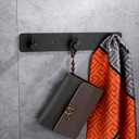 Adhesive Bathroom Black Hook Rail, 3 Matte Black Wall Key Hooks Rack Hanger Towel Robe Stick Door Hooks for Bathroom Toilet Entryway Hallway Kitchen Wall Mounted