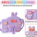 WESADN for iPad 9th Generation Case iPad 8th 7th Generation Cases 10.2 inch for Kids Girls with Screen Protector Shoulder Strap Kickstand Cute Rabbit Silicone Cover for iPad 10.2 Case Purple