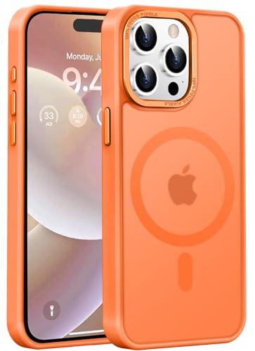 Newfuture Magnetic for iPhone 15 Pro Case [Compatible with Magsafe] [Military Grade Drop Protection] Translucent Matte Anti-Fingerprint Shockproof Phone Case for iPhone 15 Pro 6.1 inch, Orange
