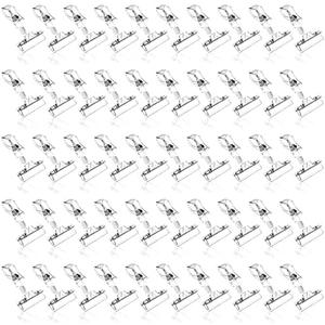 ZOOFOX 50 Pack Plastic Sign Holder Clip, Clear Rotatable Pop Clip-on Holder Stand, Double Retail Clips Holder for Price Tag Label Sign Display