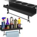 UNITEDPOWER 5 Aerosol Spray Can/Paper Towel Holder, Paint Bottle Storage Rack, Steel Wall Mount Shelf, Tool Organizer for Garage, Craft Workspace and Home