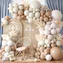Netural Balloon Garland Arch Kit, Double Stuffed Beige Cream Tan Balloons Garland Blush White Sand Boho Balloon for Netural Baby Shower Gender Reveal Bridal Birthday Wedding Party Decorations