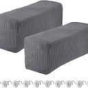 uxcell 2pcs Stretch Armrest Covers for Chairs/Sofas, Couch Arm Covers with Twist Pin, Furniture Protector Slipcovers Light Grey, 6.7"D x 18.5"W x 8.6"H