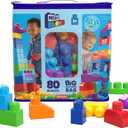 MEGA BLOKS First Builders Toddler Blocks Toys Set, Big Building Bag with 80 Pieces and Storage, Blue, Ages 1+ Years (Blue Bag)