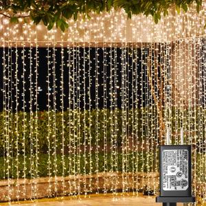 Solhice LED Curtain Lights Outdoor 40ft x10ft, 800 LED Plug in Hanging String Lights Indoor, Christmas Twinkle Lights Backdrop for Outside Backyard Patio Wedding Dcor, Warm White (Not Connectable)