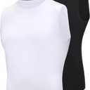 Moozava Youth Sleeveless Compression Shirt Boys Athletic Tank Tops Kids Basketball Football Undershirt (White, XL)