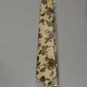 BELLUNO Men's Cotton Floral Skinny Tie, 2.5 inch, Light Brown