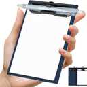 FRETONBA Mini Clipboard 4x6 Inch with Pen Holder, 2 Pack Small Clipboards with Low Profile Clip & Hanging Loop, A6 Portable Pocket Clipboards Memo Size Notepad for Restaurant, Office, School(Blue)