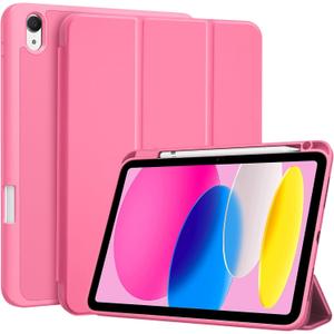 ProCase for iPad (A16) 11th Generation 11 Inch 2025/ iPad 10th Generation 10.9 Inch 2022 Case with Pencil Holder, Hybrid Cover with Soft TPU Back, Supports Touch ID, Auto Wake/Sleep -Pink