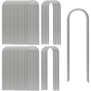 AAGUT 12 Inch Garden Stakes 50 PCS Fence Ground Stake Heavy Duty Yard Landscape Staples Galvanized Tent Spikes 11 Ga Lawn Pins for Dog Fencing, Drip Irrigation Hose, Weed Barrier Fabric, Chicken Wire