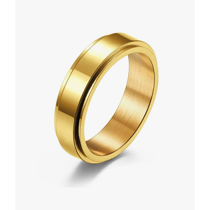 14K Gold Plated Anti Anxiety Ring for Women Men Sun Star Moon Stainless Steel Fidget Ring Gold Spinner Ring Band with Black Box Packed