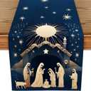 WRAPAHOLIC Christmas Table Runner - 13 x 72 Inch - Seasonal Winter Xmas Holiday Farmhouse Style Kitchen Dining Table Decoration for Indoor Outdoor Home Party - Nativity