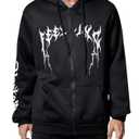 SOLY HUX Men's Graphic Zip Up Hoodies Sweatshirt Drawstring Long Sleeve Casual Streetwear Jacket Black Graphic Small (Black, S)