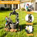 Solar Garden Gnomes Statues Outdoor Yard Decorations, 10" Resin Fountain Gnome Outside Christmas Art Decor for Lawn Patio Porch Backyard,Unique Housewarming Gifts for Women Mom Grandma