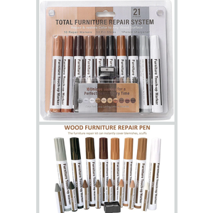 Furniture Repair Kit Wood Markers, Set of 8 Colors Wood Scratch Repair Markers and Wax Sticks with Sharpener Kit for Stains, Scratches, Floors, Tables, Desks, Carpenters, Bedposts