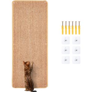 Natural Sisal Cat Scratcher Mat, Wall Scratcher Carpet, Cat Climbing Wall, Large Tall Scratching Post, Sofa Protector, Scratching Mat Pad for Indoor Cats (Brown, 39.3" Lx15.7 W, 1PC)