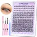 Natural Lash Clusters Kit Wispy Lash Extension Kit Waterproof Lash Clusters C Curved Cluster Eyelash Extensions Kit 144pcs Individual Lashes 10-16mm Eyelash Extension Kit by Lanflower,A-Natural Lash Clusters（Kit）