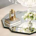 Chende 40" Large Wall Mirror for Decor, Octagonal Living Room Mirror with Glass Frame, Unique Beveled Elegant Mirror for Dining Room, Entrance, Home Office