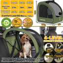 PAWZIDEA Portable Dog Crate for Car Travel, Collapsible Pet Travel Crates for Medium & Large Dogs Up to 80lbs, Enclosed Soft-Sided Car Kennel Carrier for Backseat, Secures w/Seatbelt & Headrest Strap