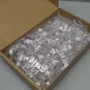 Colarr 50 Pcs Double Sided Sign Clips - Rotatable Mini Clip Clear Plastic Sign Holder Stand for Label Clothing Business Cards Retail