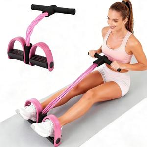Multifunction Tension Rope, 6-Tube Elastic Yoga Pedal Puller Resistance Band, Natural Latex Tension Rope Fitness Equipment, for Abdomen/Waist/Arm/Leg Stretching Slimming Training (PINK)