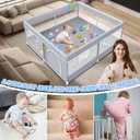 XVISHX Baby Playpen 50 x 50 Inch Play Pen Playards, Playpen for Babies and Toddlers, Baby Playard for Indoor & Outdoor Active Center Game Fence, with Skin-Friendly Fabric and Soft Breathable Mesh Grey