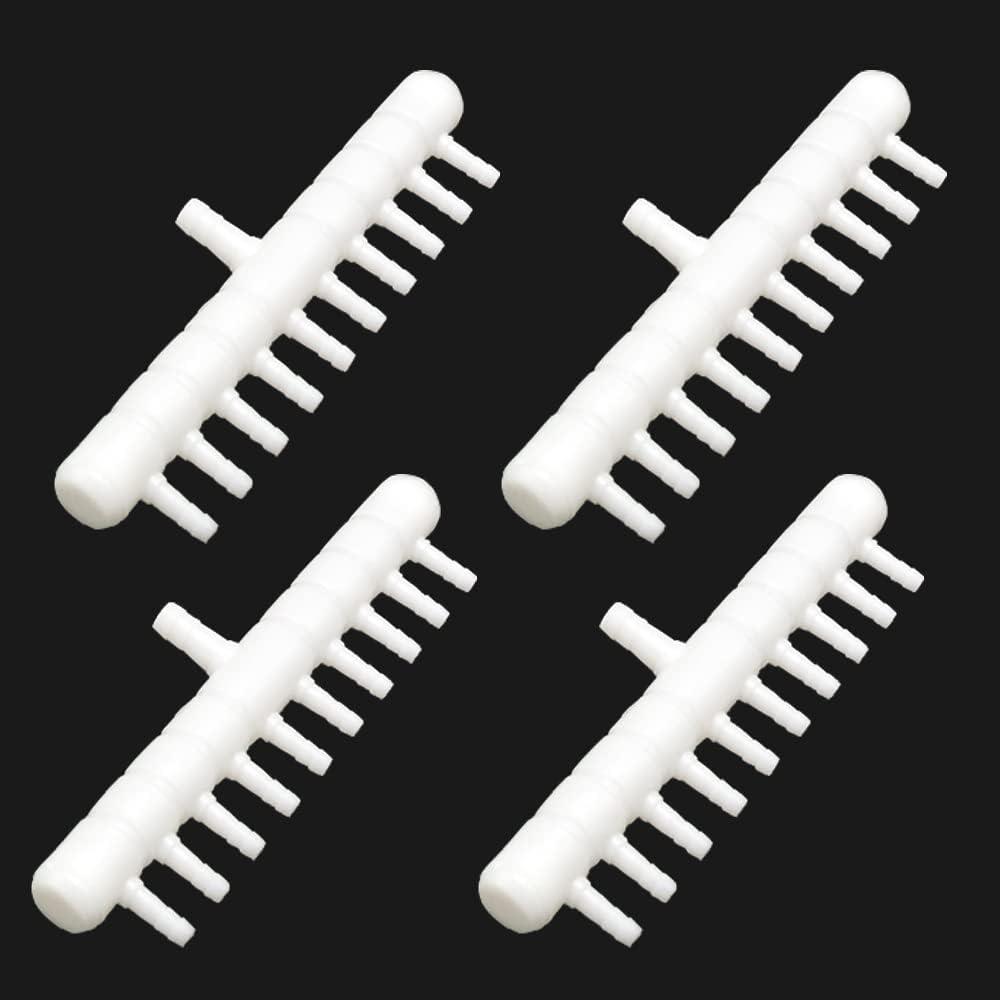 Rake-shaped hose joint air discharge diverter, Plastic Barb Hose Fitting Connector, 10-Way Outlet Air Line Pump Tubing Splitter Water Flow Divider, for Aquarium Garden Agricultural Irrigation4Pcs