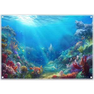 8x6ft Fabric Under The Sea Photography Backdrop Little Mermaid Underwater Background Ocean Princess Birthday Baby Shower Party Photo Tapestry Props