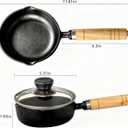 Cast Iron Butter Warmer Pot with Lid - 4.5 Inch Mini Camping Saucepan for Melting Butter, Oil, Chocolate, Wood Handle for All Stovetops & Campfire