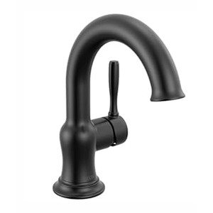 Delta Roe Matte Black Bathroom Faucet 1 Hole, Single Hole Bathroom Sink Faucet for Vanity, Push-Pop Drain Assembly, Matte Black 15985LF-BL