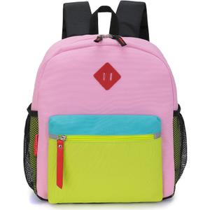 Little Kids Backpack for Boys or Girls, Toddler School Bag Fits 3 to 6 years old, Pink Yellow, 12 Inch