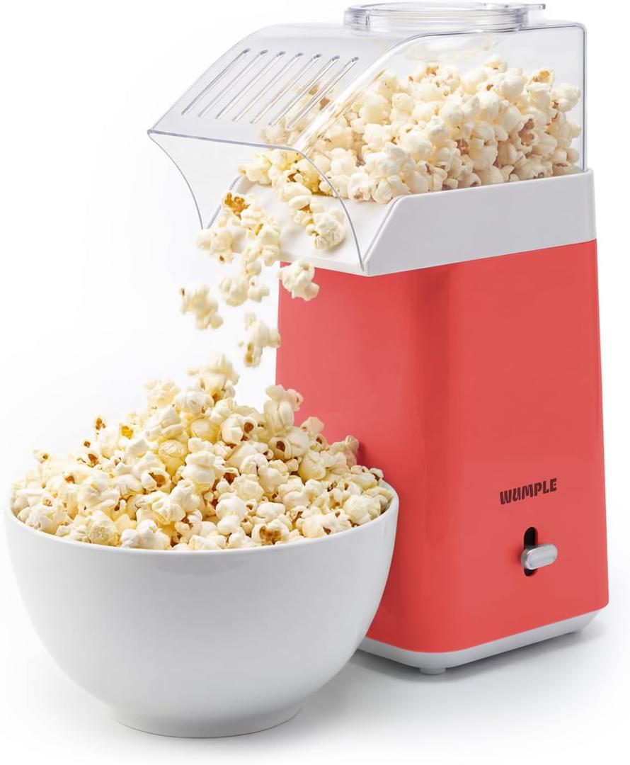 Hot Air Popcorn Machine - 14-Cup Electric Popcorn Popper, Oil-Free, 1200W - Includes Measuring Cup - Home Popcorn Maker for Movie Nights - Red