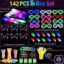 142 PCS Glow in the Dark Party Supplies, 12 Foam Sticks, 12PCS LED Glasses,6PCS Rabbit Headband 100PCS Glow Sticks and 12PCS Finger Lights Neon Party Favors for Wedding,Birthday,New Year, Carnivals