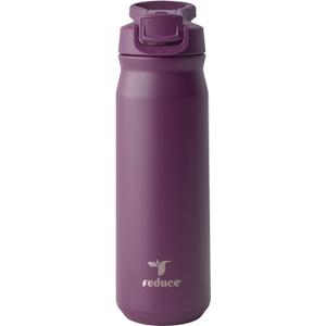 REDUCE 24 oz Hydrate Pro Stainless Steel Insulated Water Bottle - Flip Top Leak-Proof Lid,Dishwasher Safe, BPA-Free, Dual Wall Vacuum, Keeps Drinks Cold for 48 Hrs, Cup Holder Friendly - Midnight Plum