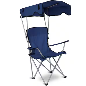 KOCASO Foldable Beach Canopy Chair, Camp Chairs with Shade, Heavy Duty Sun Protection Camping Lawn Canopy Chair with Cup Holder, for Outdoor Beach Camp Park Patio (Navy Blue)