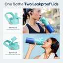 BUZIO 24 oz Insulated Stainless Steel Water Bottle with Straw & Spout Lids