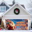 13x6ft Christmas Garage Door Banner Neon Santa Christmas Backdrop Outdoor Indoor Holiday Garage Door Cover Santa Banner Large Xmas Wall Decoration for Garage or Home Yard Porch Fence Decor