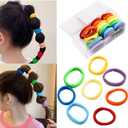 32 PCS Baby Elastic Hair Ties Seamless Hair Rubber Bands for Little Girls Rainbow Colorful Hair Ponytail Holders for Long Hair Elastic Bands for Girls Kids (with Box)